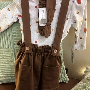 Carters Thanksgiving dress with headband and onesie. Brand new with tag.